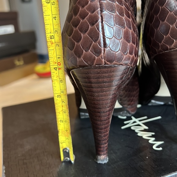 Cole Haan Kennedy Snakeskin Leather Heeled Mid Calf Boot Brown Size 8.5 - Picture 12 of 12